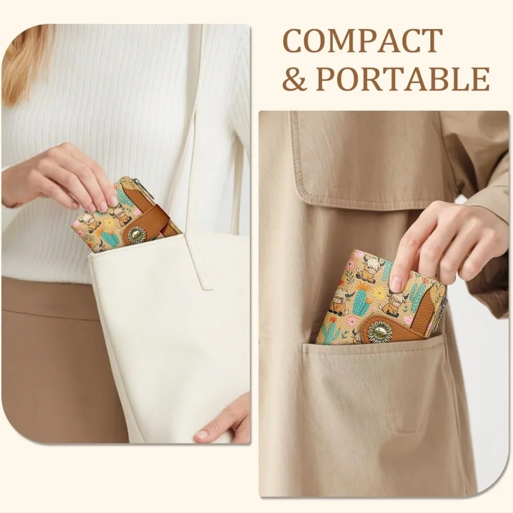 Colorful Cactus and Cow Print Wallet
